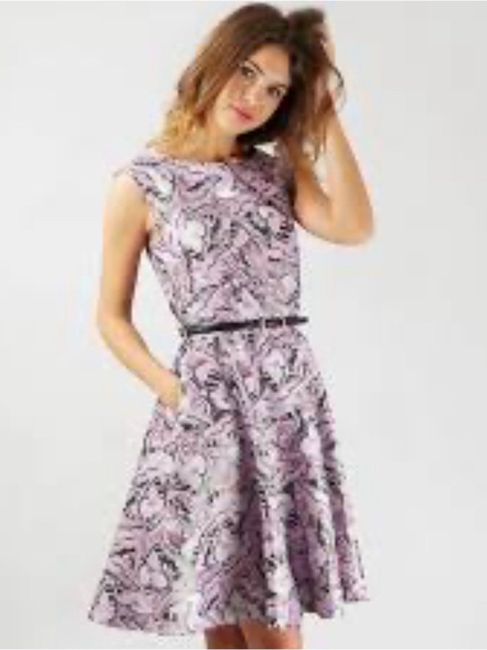 NWT Closet London Iridescent Butterfly Print Dress with Belt Size 8